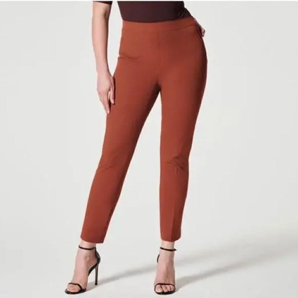 Spanx Womens On The Go‎ Ankle Slim Straight Pants Bronze Glow Size Medium